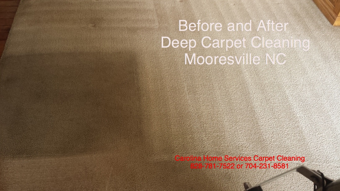 Before and after Deep steam cleaning Carolina Home Services Carpet Cleaning Mooresville NC